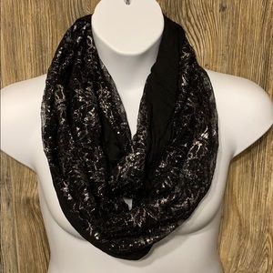 Black And Silver Shimmer Lace Infinity Scarf